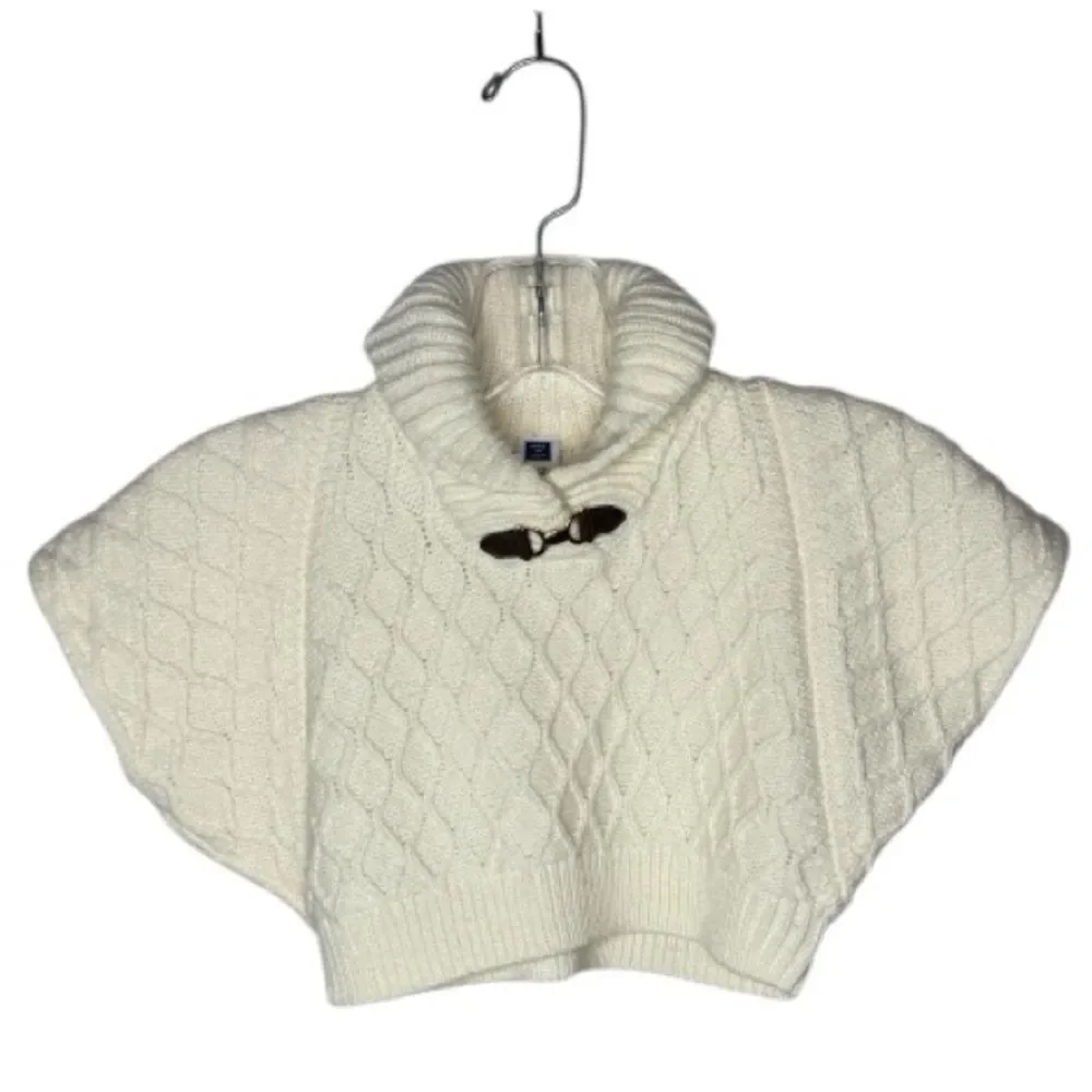 Janie And Jack Ivory Cable Knit Cape Sweater With Toggle‎ Closure. 3-6 Months.